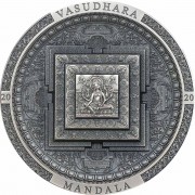 Mongolia VASUDHARA MANDALA series ARCHEOLOGY and SYMBOLISM 2000 Togrog Silver Coin Antique finish 2020 Ultra High Relief Smartminting 3 oz